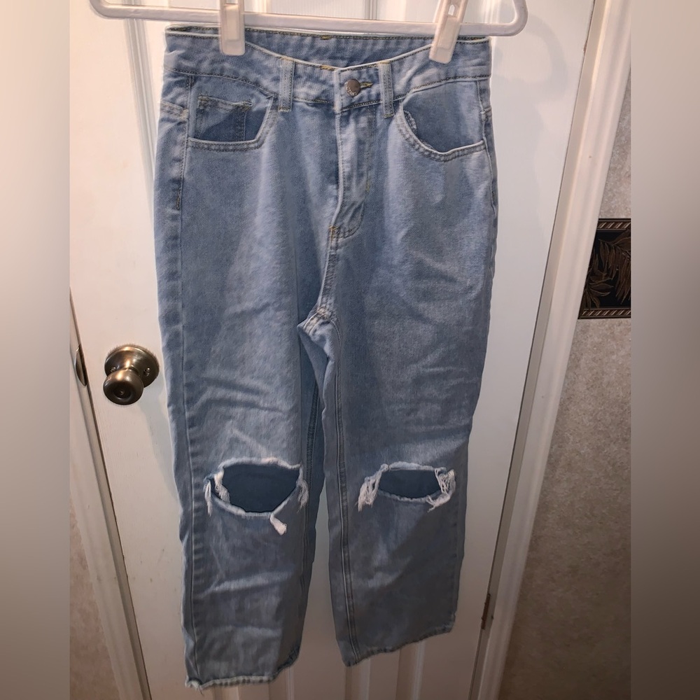 SHEIN baggy light wash Ripped Jeans - 27
